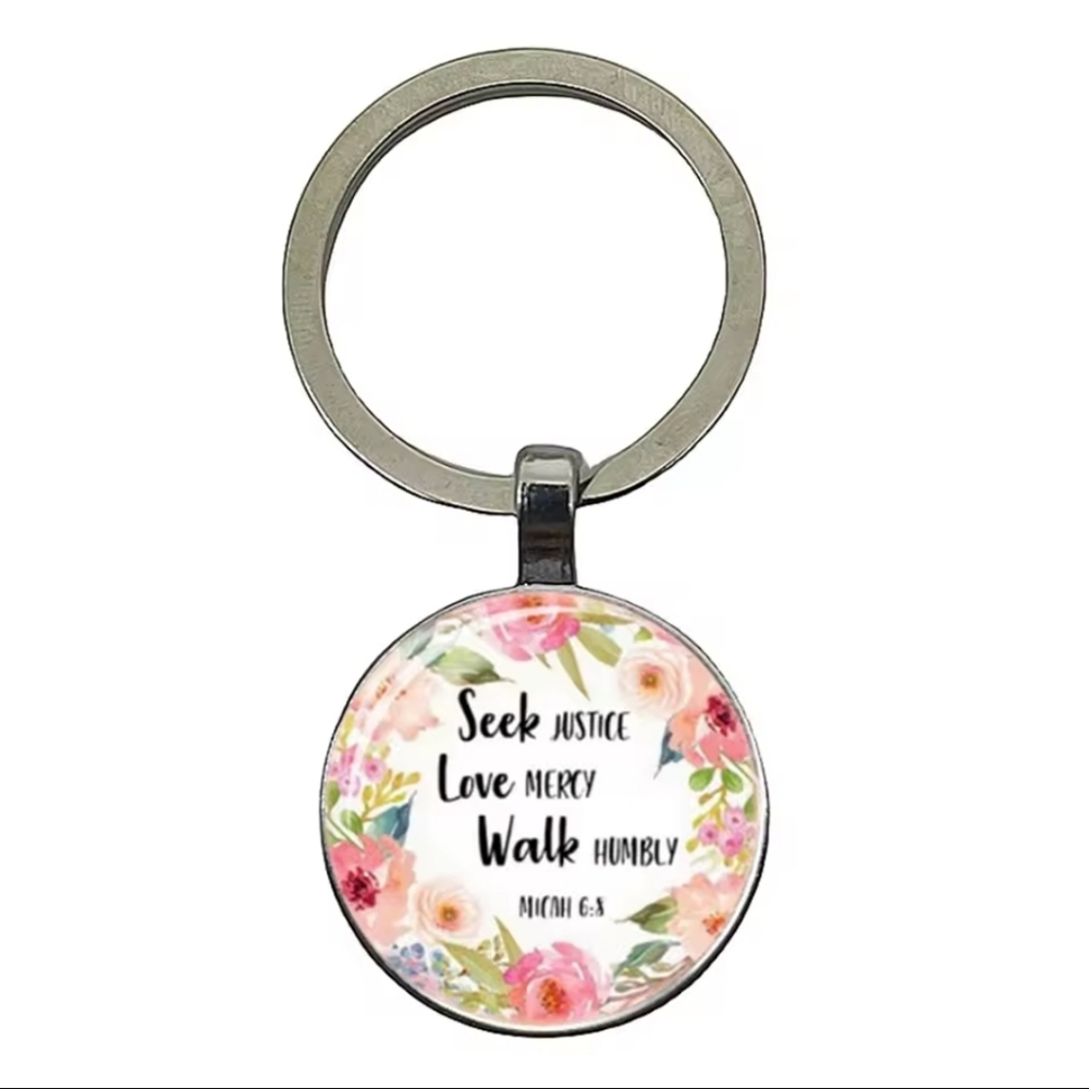 Floral Inspirational Keychain
